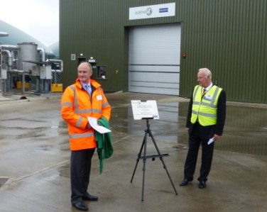 (L-R) Agrivert chief executive Alexander Madden officially opens the Surrey AD plant with Grundon chairman Norman Grundon